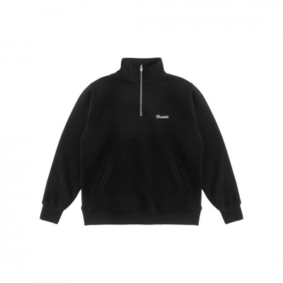 BRUSHED FONT BLACK HALF-ZIP