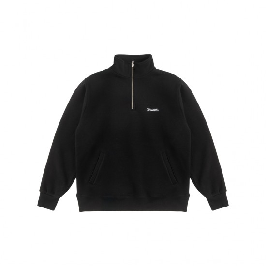 BRUSHED FONT BLACK HALF-ZIP