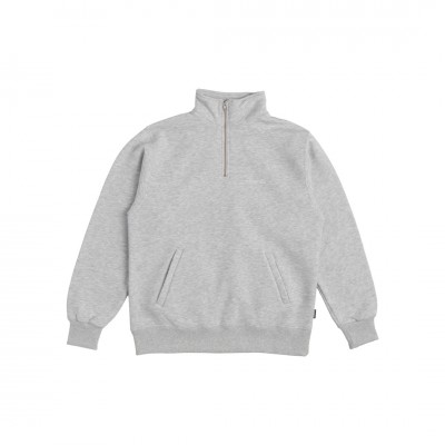 BRUSHED FONT GREY HALF-ZIP