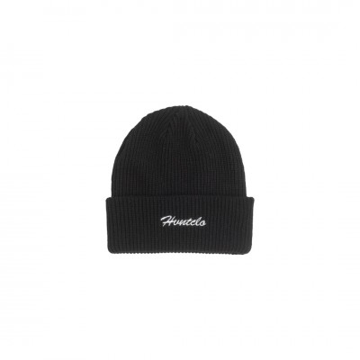 BRUSHED FONT BLACK RIB BEANIE