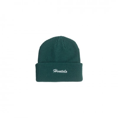 BRUSHED FONT DARK GREEN RIB BEANIE