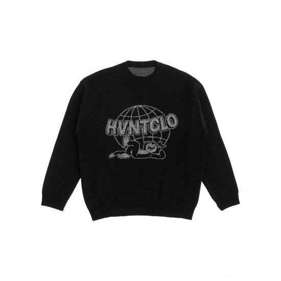 GLOBE CAT BLACK JACQUARD SWEATER